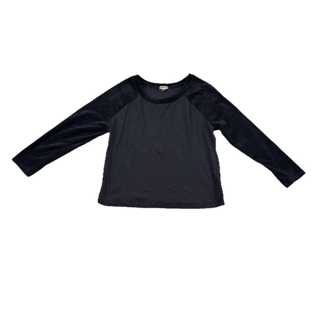 Garage Clothing Long Sleeve Shirt Raglan Velvet Blue Crew Nexk Womens XS
